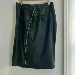 Black leather skirt midi